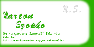 marton szopko business card